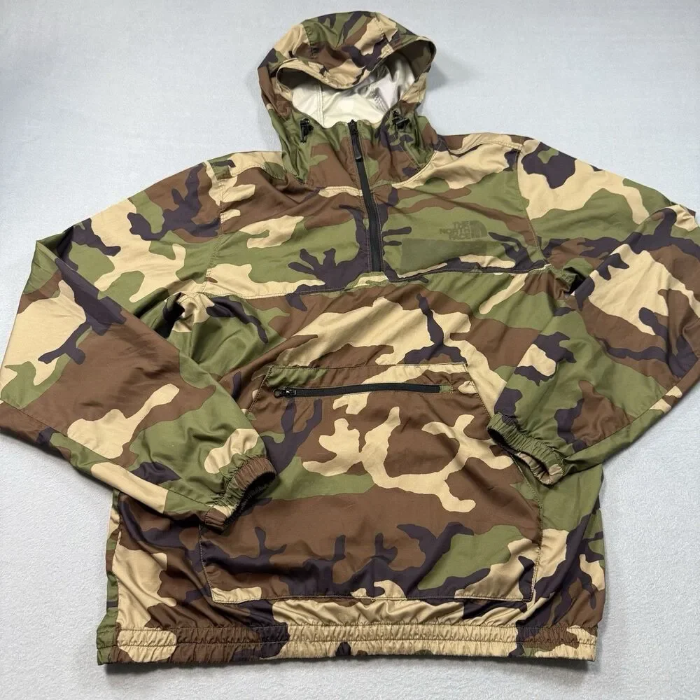 The North Face Camo Anorak Pullover Windbreaker Jacket Men's Small Hooded